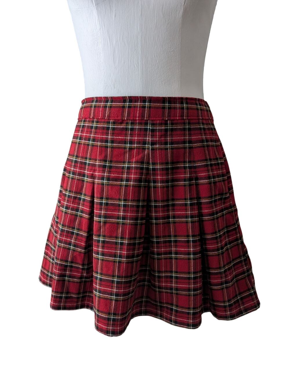 Hollister ultra high rise red plaid mini skirt